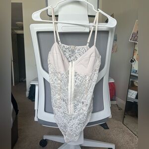 Free People Night Rhythm Lace Bodysuit, size M